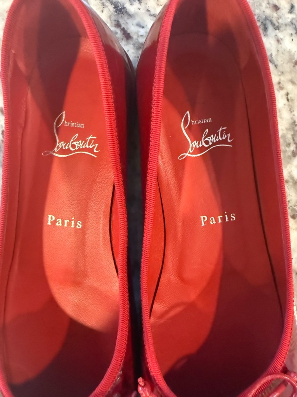 Christian Louboutin Glossy Red Patent Ballet Flats with Bow Trim size 40 - Picture 8 of 12